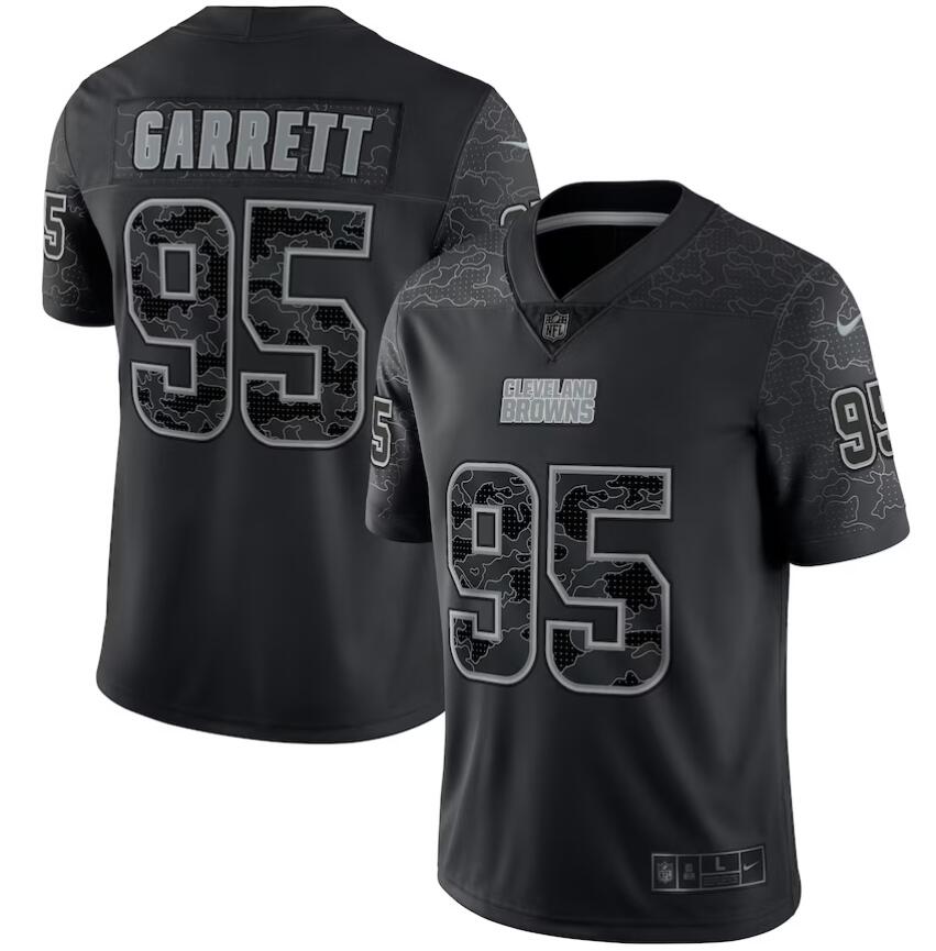 Men Cleveland Browns 95 Myles Garrett Nike Black RFLCTV Limited Jersey